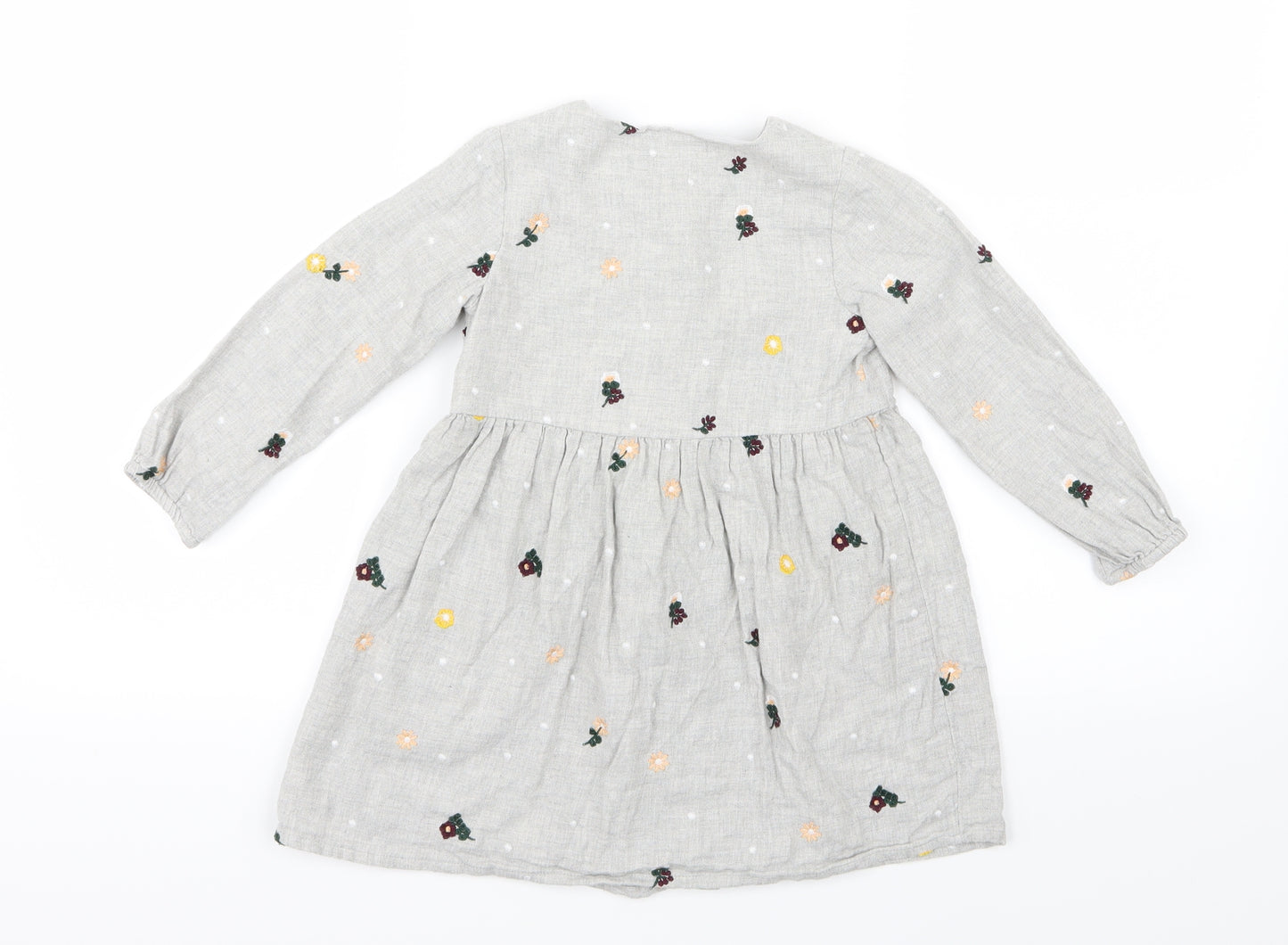 George Girls Grey   Shirt Dress  Size 3-4 Years  - Flowers