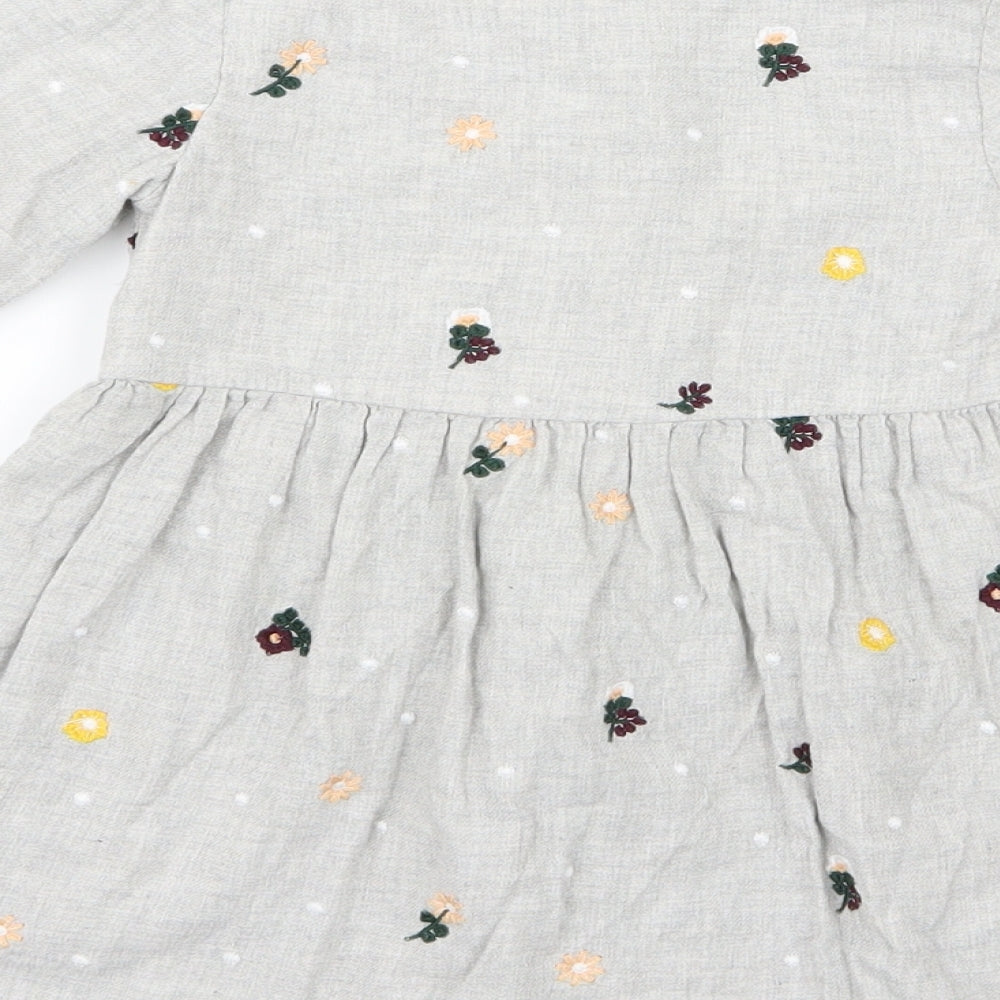 George Girls Grey   Shirt Dress  Size 3-4 Years  - Flowers
