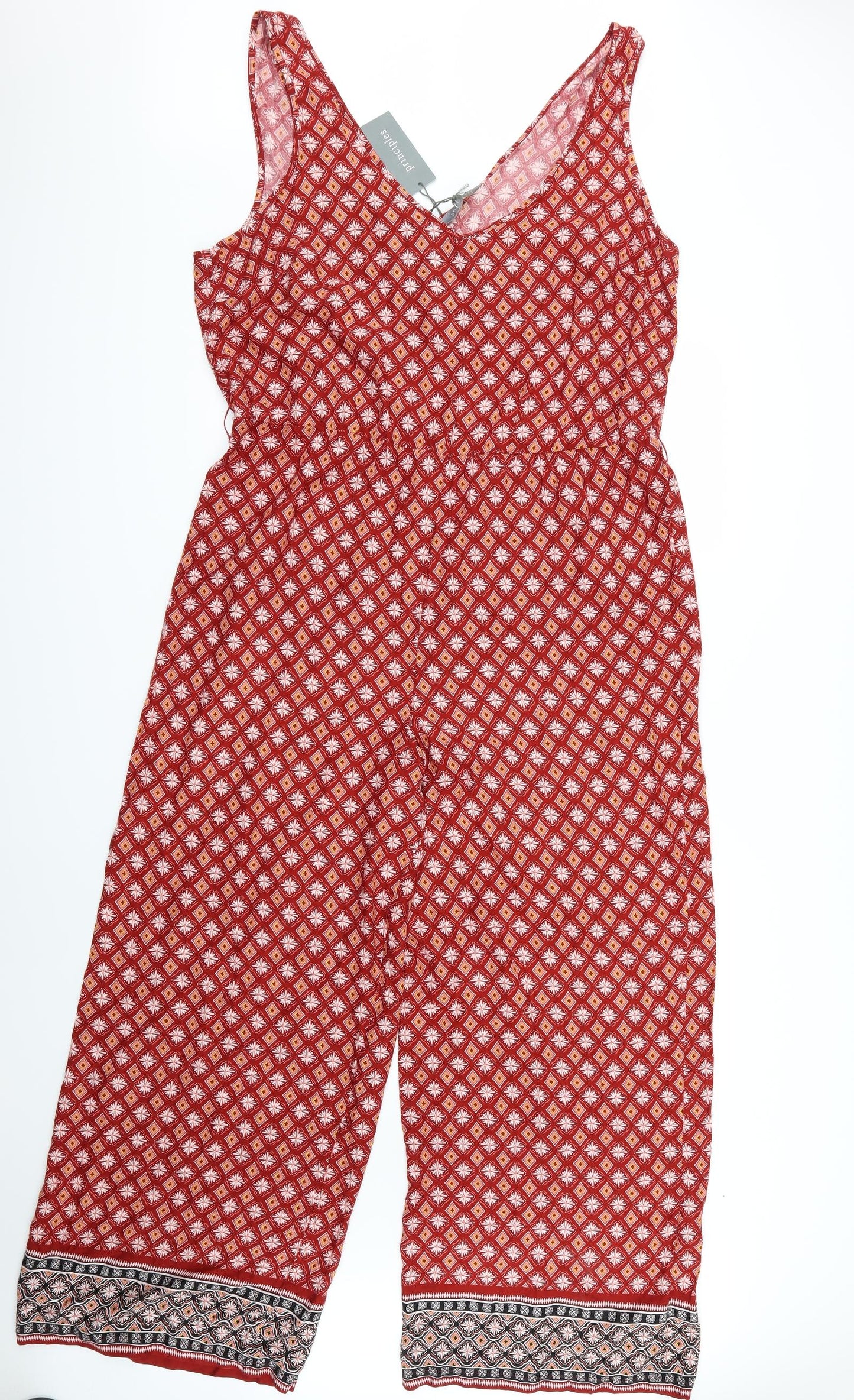 Principles Womens Red Geometric  Jumpsuit One-Piece Size 18 L30 in