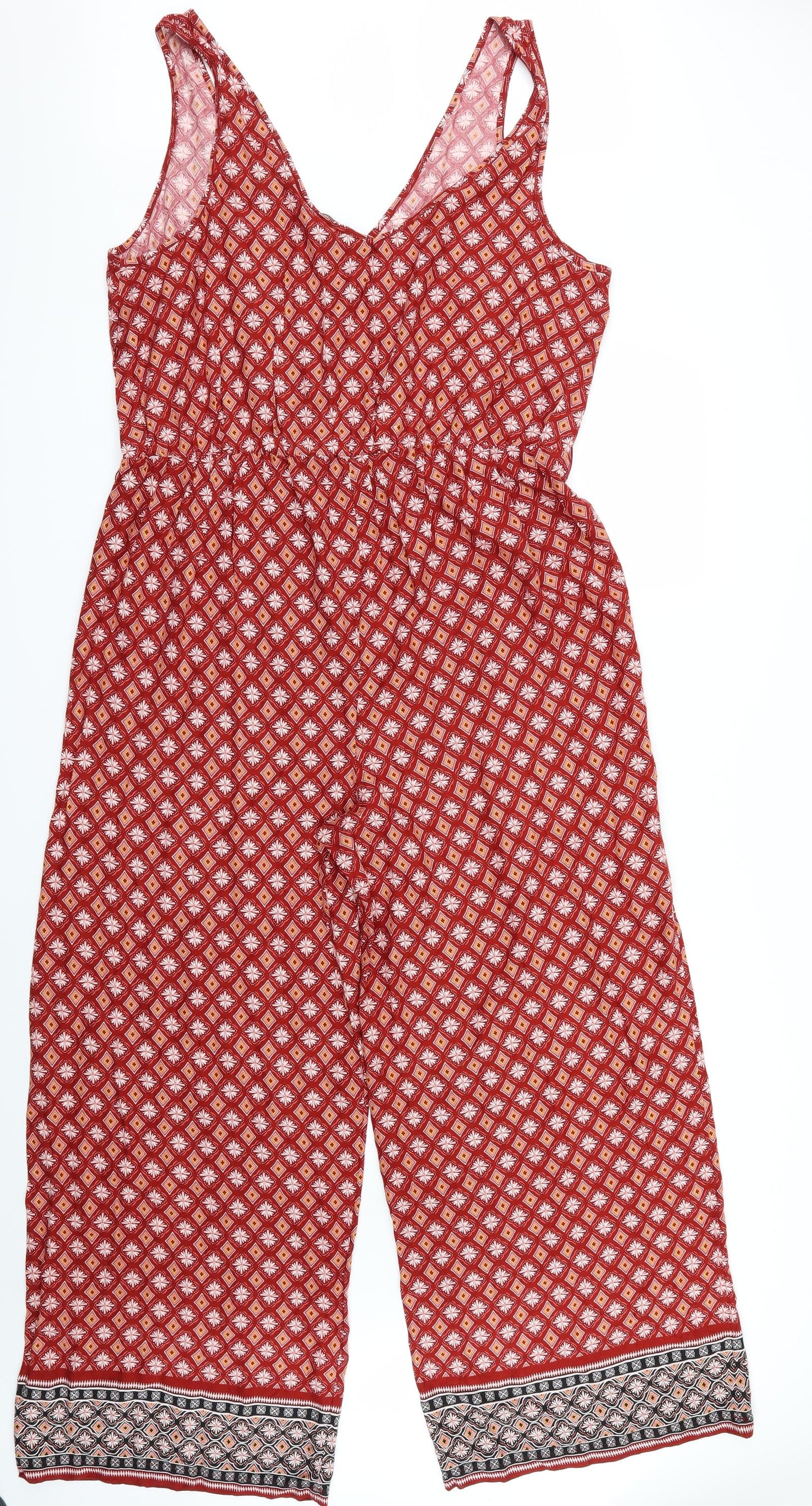 Principles Womens Red Geometric  Jumpsuit One-Piece Size 18 L30 in