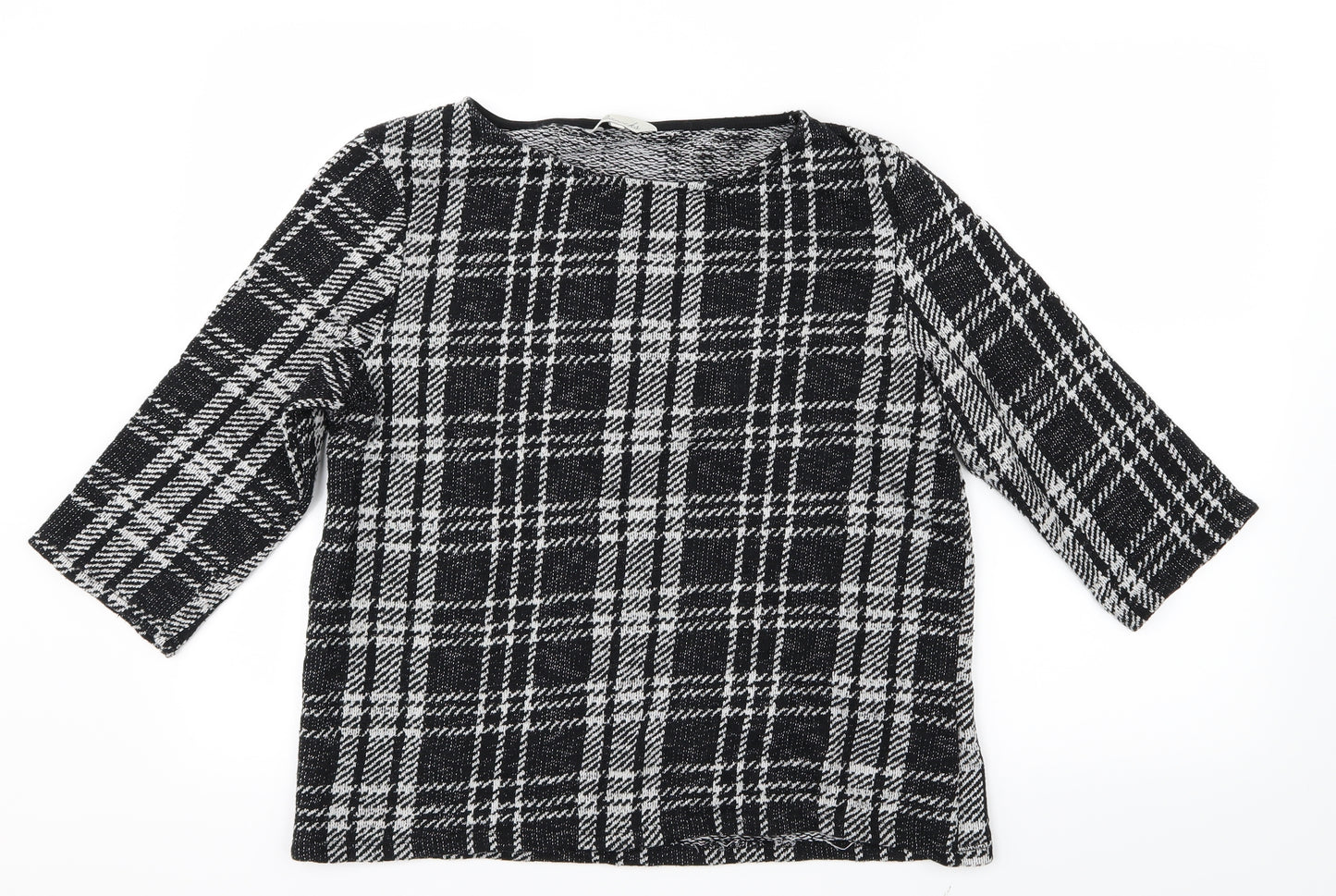 Peacocks Womens Black Check Knit Pullover Jumper Size 16
