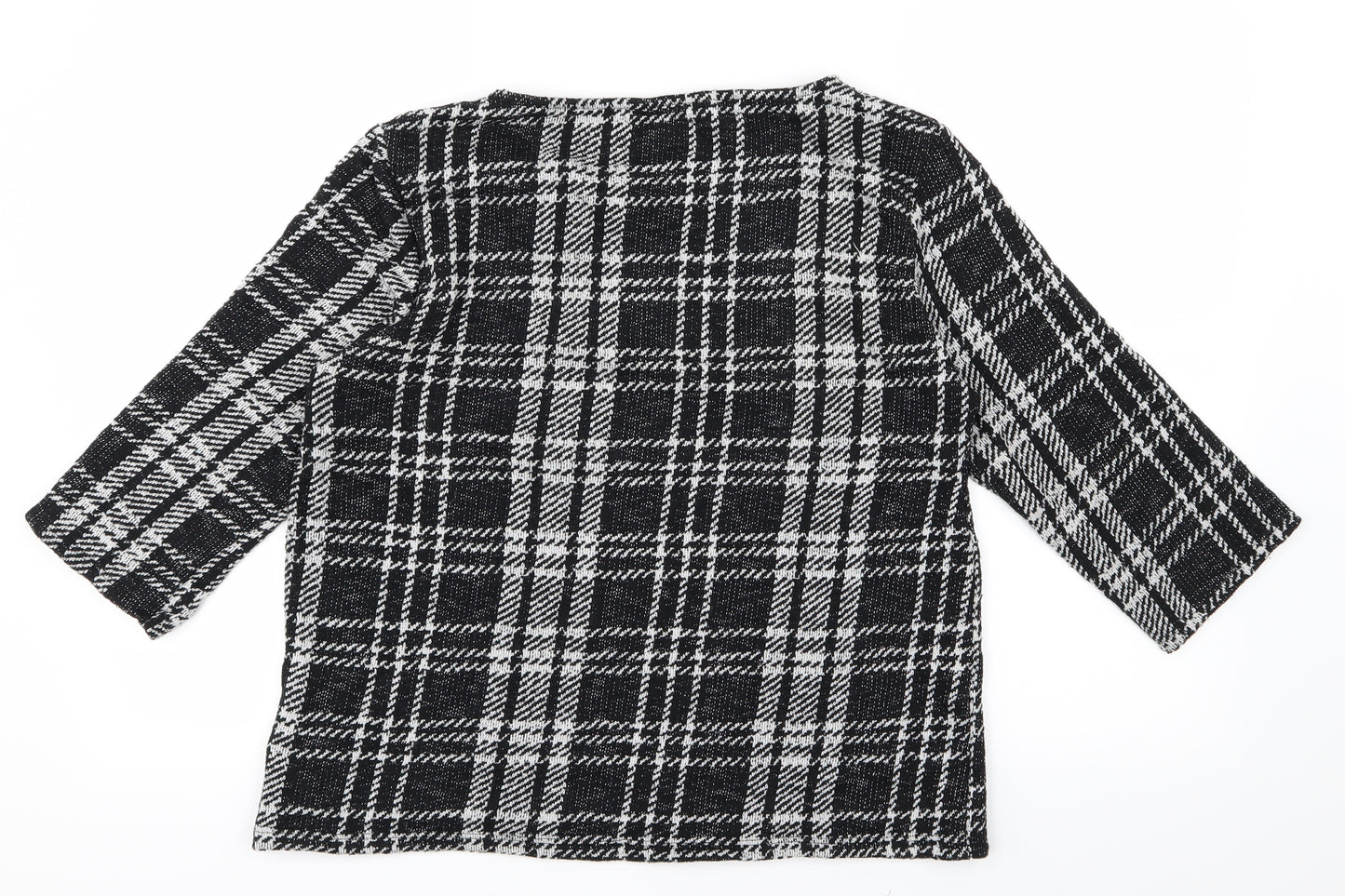 Peacocks Womens Black Check Knit Pullover Jumper Size 16