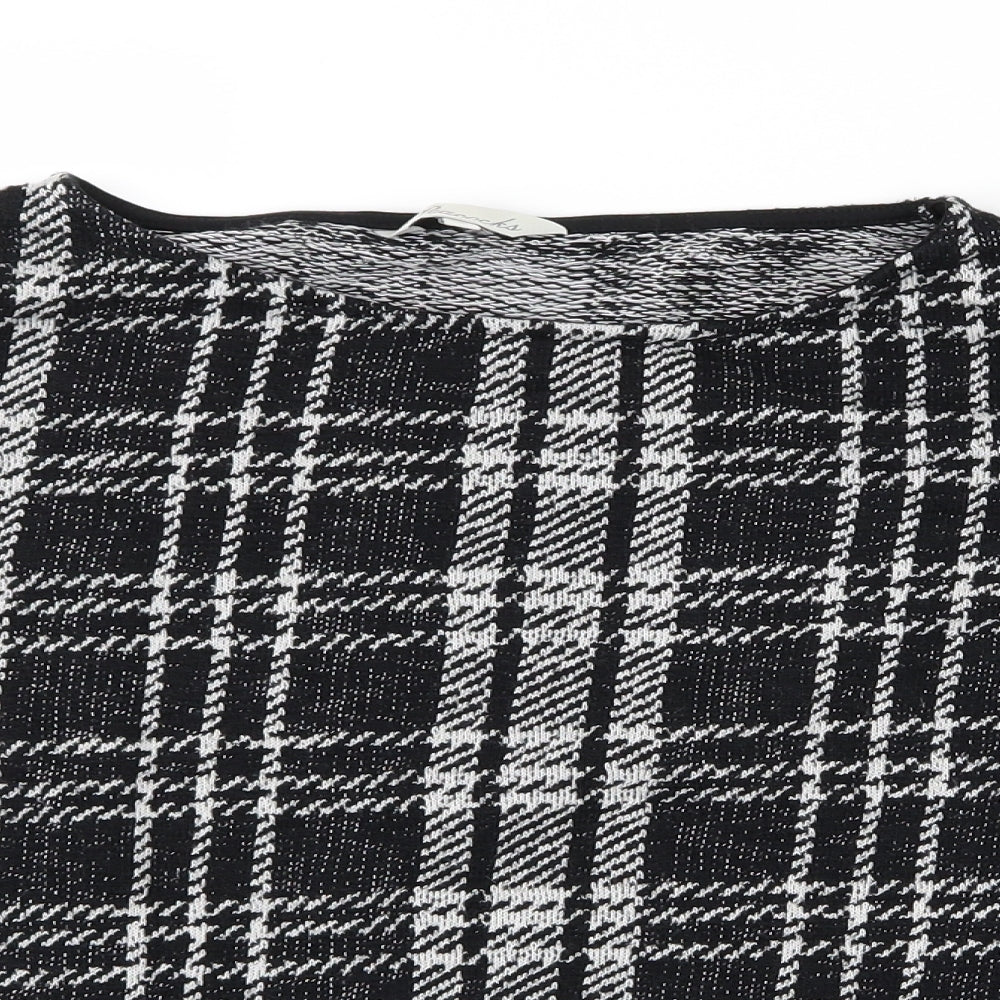 Peacocks Womens Black Check Knit Pullover Jumper Size 16
