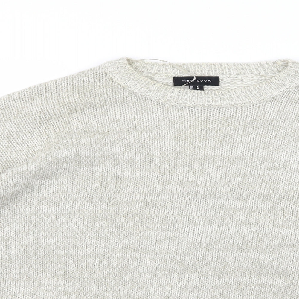 New Look Womens White  Knit Pullover Jumper Size S