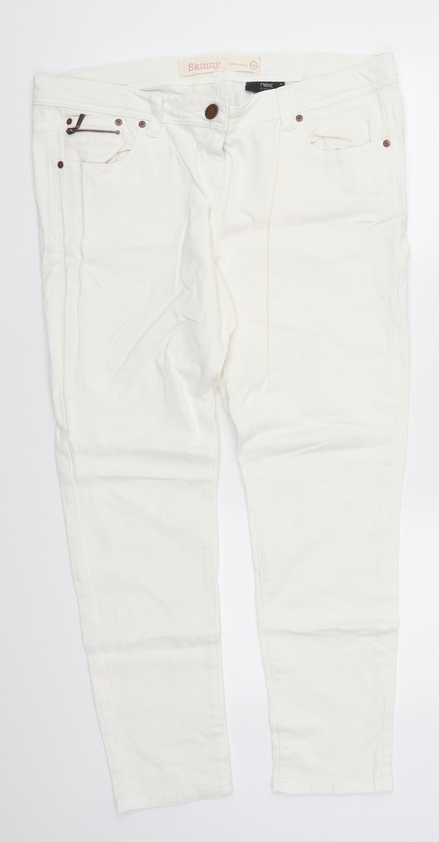 NEXT Womens White  Denim Skinny Jeans Size 16 L27 in