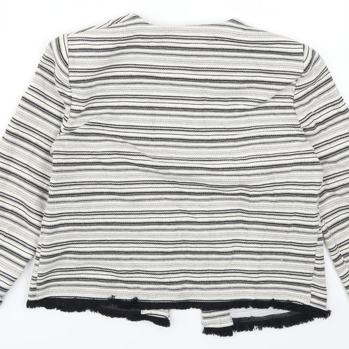 Marks and Spencer Womens Grey Striped  Cardigan Jumper Size 12