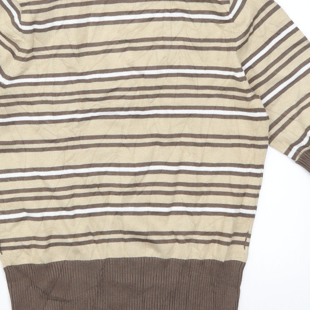 Matalan Womens Brown Striped  Basic T-Shirt Size 10