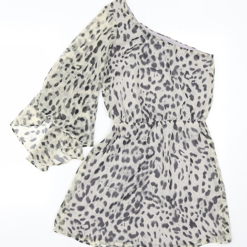 Miso Womens Grey Animal Print  Skater Dress  Size 8