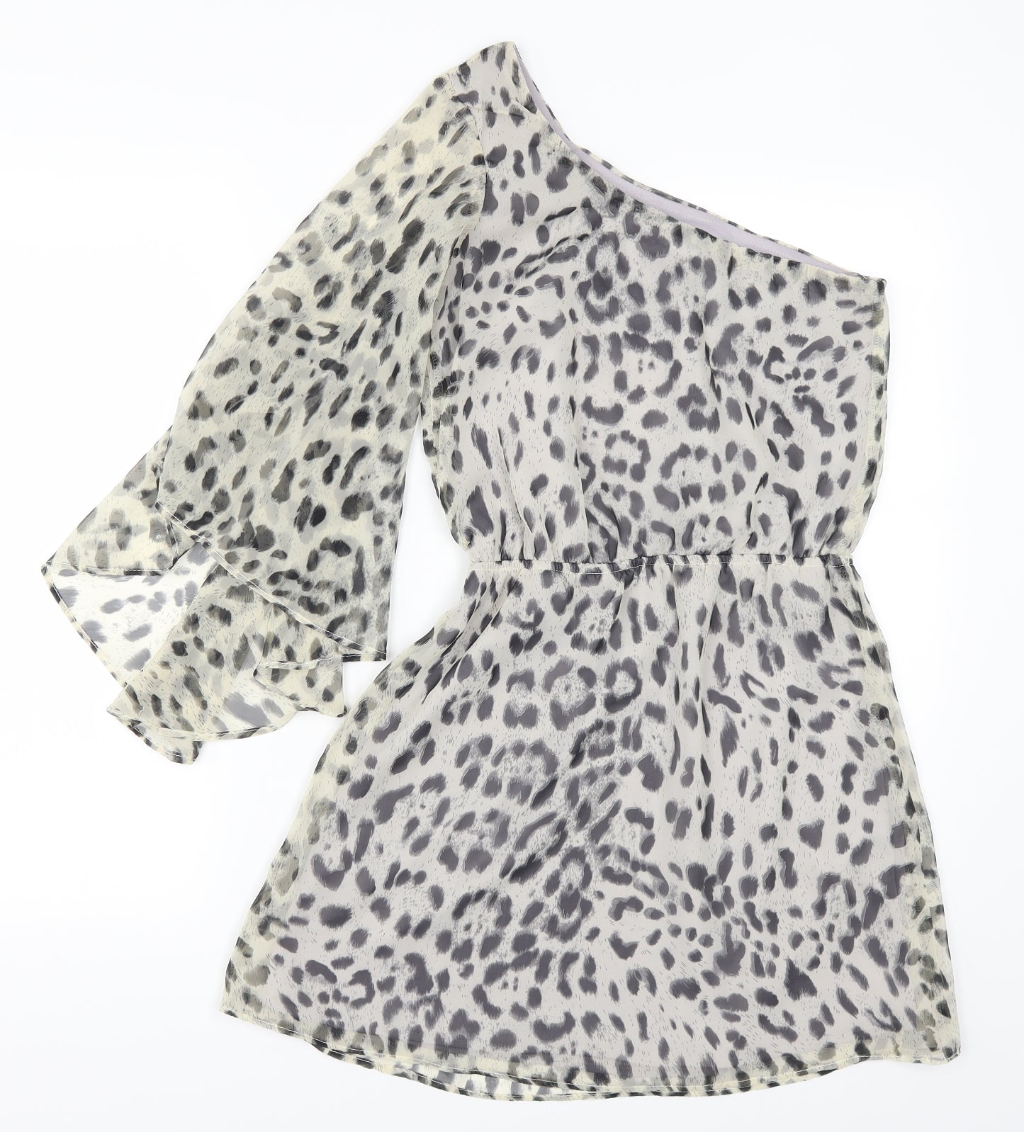 Miso Womens Grey Animal Print  Skater Dress  Size 8