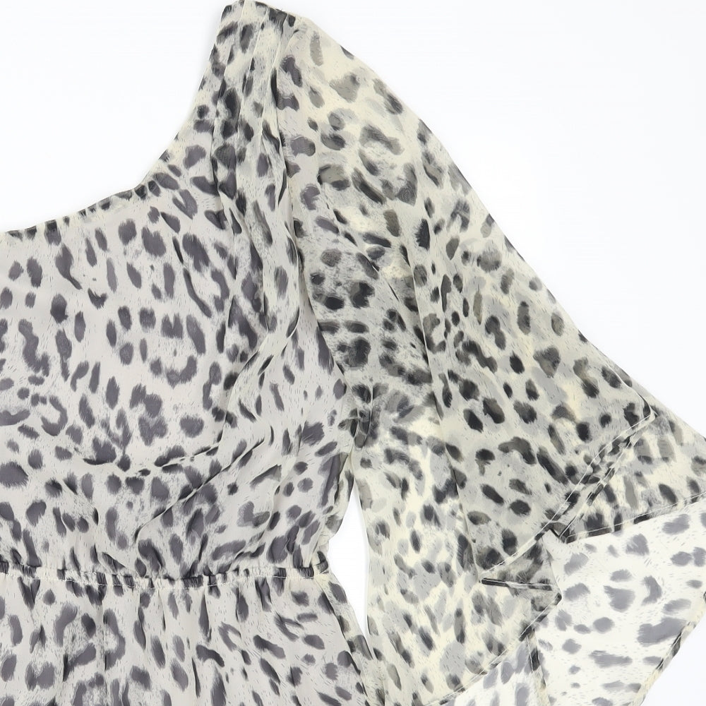 Miso Womens Grey Animal Print  Skater Dress  Size 8