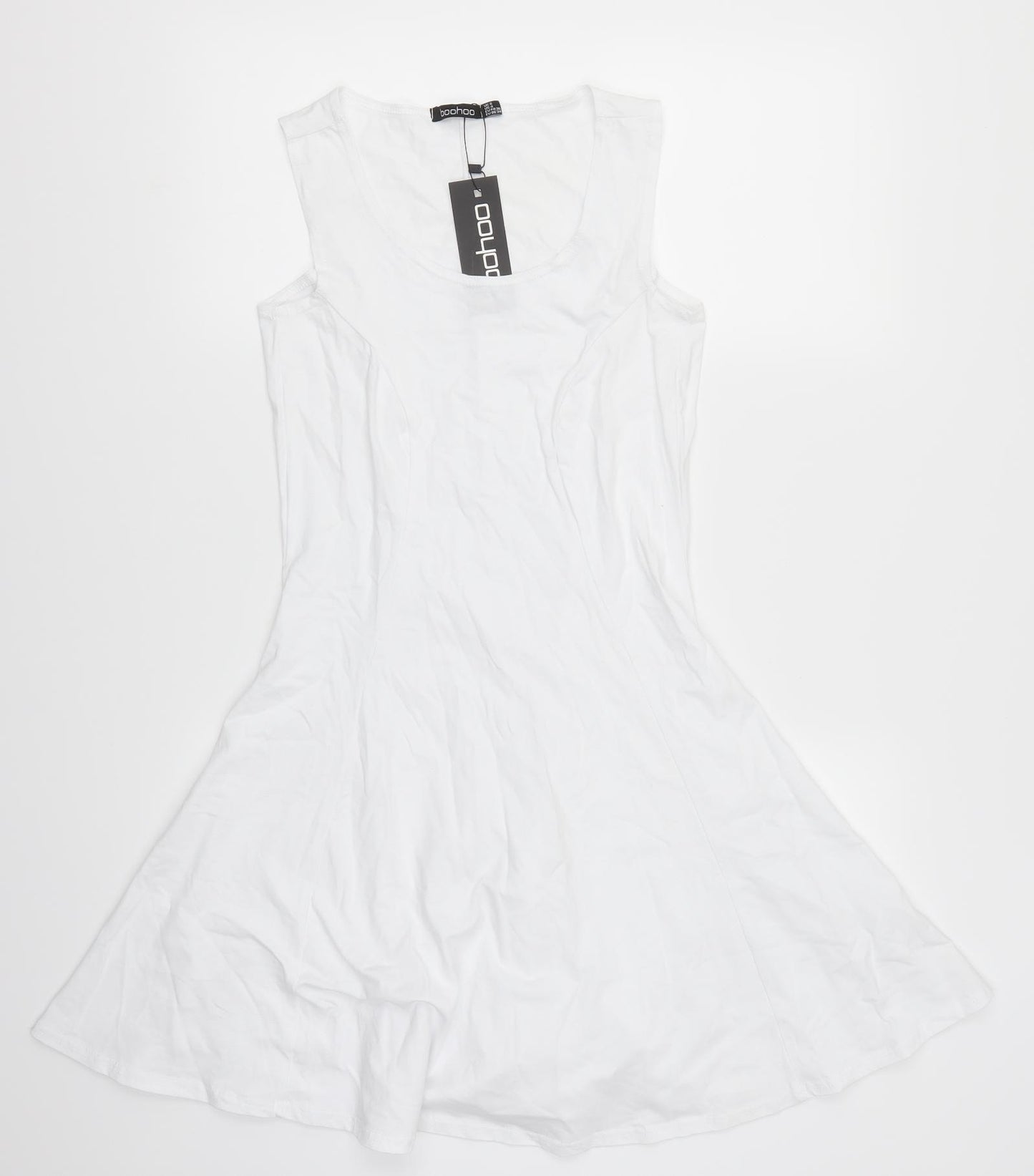 Boohoo Womens White   Skater Dress  Size 8