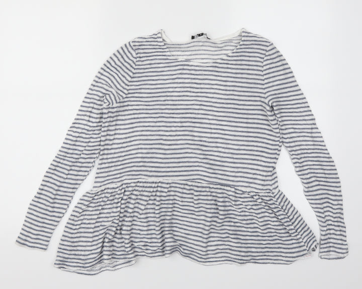 New Look Womens Blue Striped Basic T-Shirt Size 6