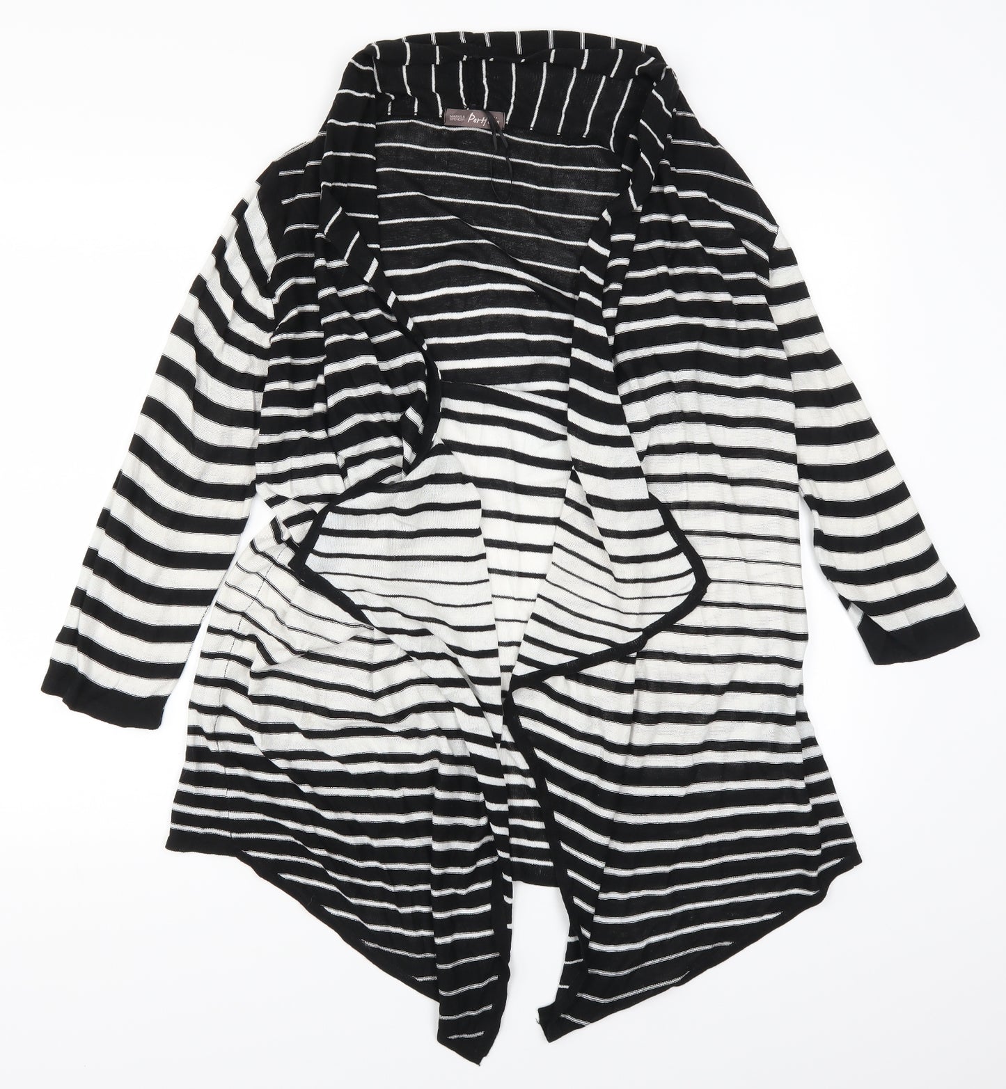 Marks and Spencer Womens Black Striped  Cardigan Jumper Size 16  - Black and White