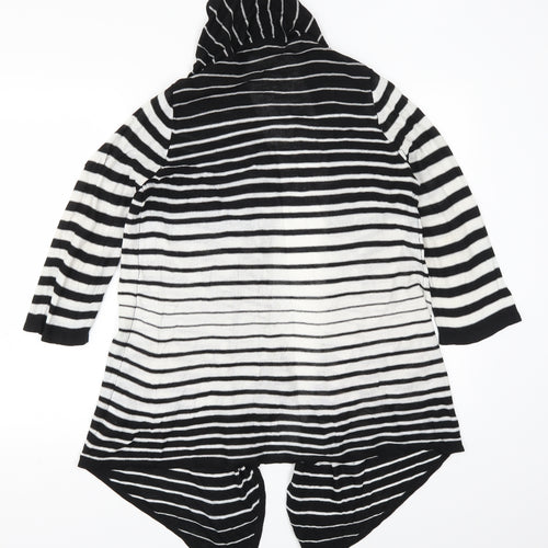 Marks and Spencer Womens Black Striped  Cardigan Jumper Size 16  - Black and White
