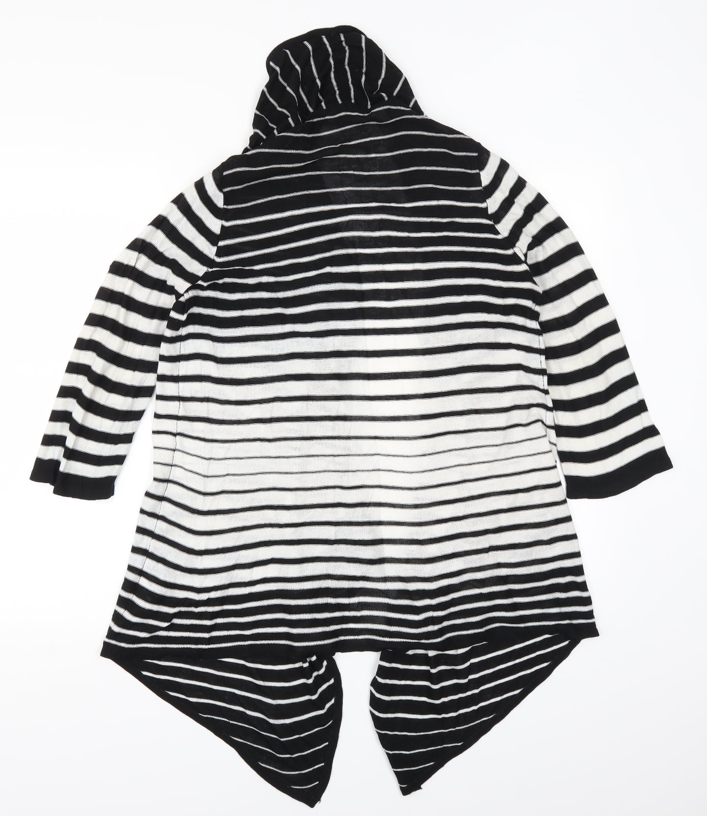 Marks and Spencer Womens Black Striped  Cardigan Jumper Size 16  - Black and White
