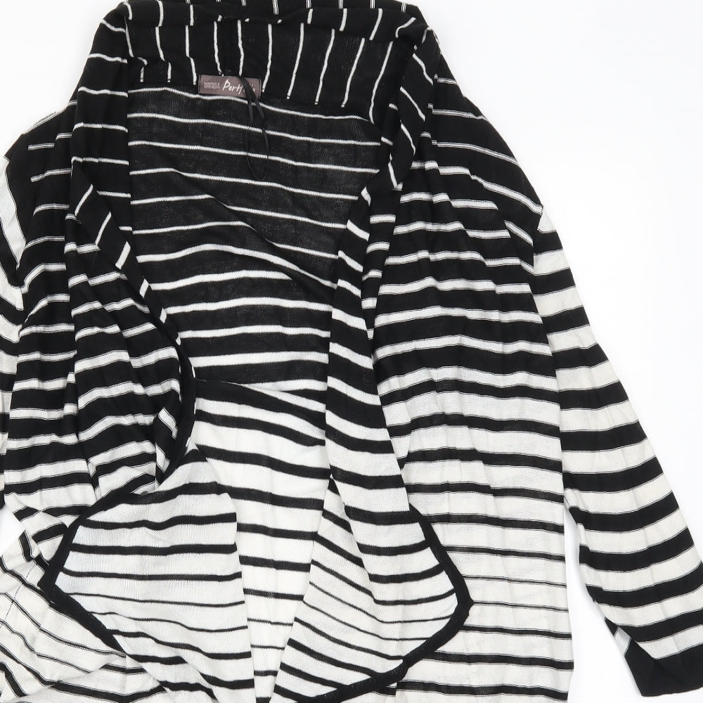 Marks and Spencer Womens Black Striped  Cardigan Jumper Size 16  - Black and White