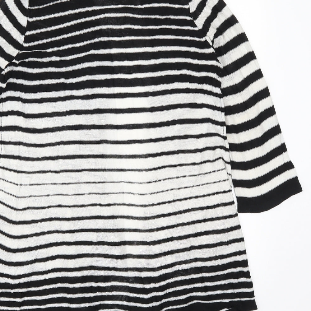 Marks and Spencer Womens Black Striped  Cardigan Jumper Size 16  - Black and White
