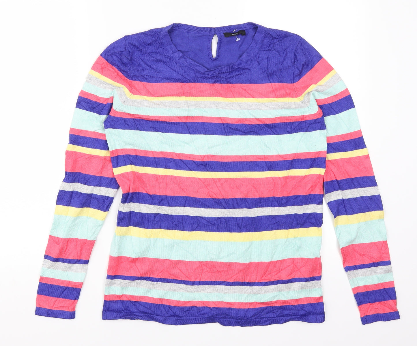 M&Co Womens Multicoloured Striped  Pullover Jumper Size 12