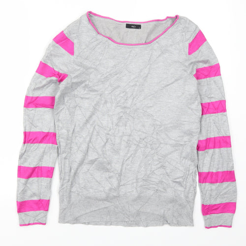 M&Co Womens Grey Striped  Pullover Jumper Size 12  - Pink Stripes