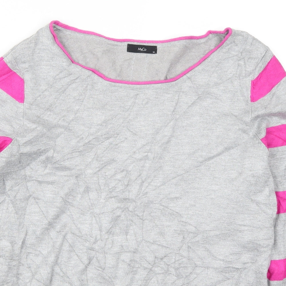 M&Co Womens Grey Striped  Pullover Jumper Size 12  - Pink Stripes