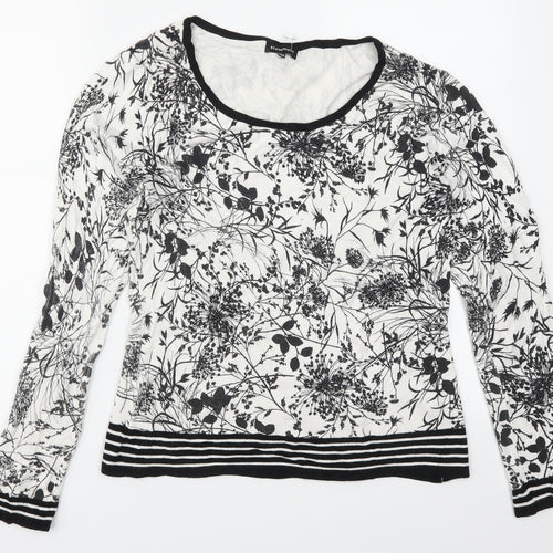 Statement Womens Black Floral  Pullover Jumper Size 12  - Black and White