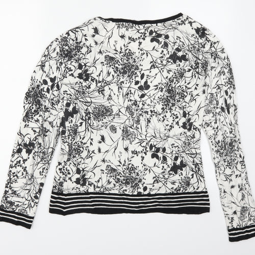 Statement Womens Black Floral  Pullover Jumper Size 12  - Black and White