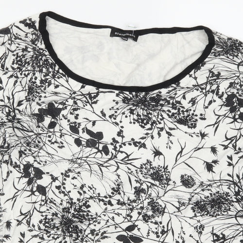 Statement Womens Black Floral  Pullover Jumper Size 12  - Black and White