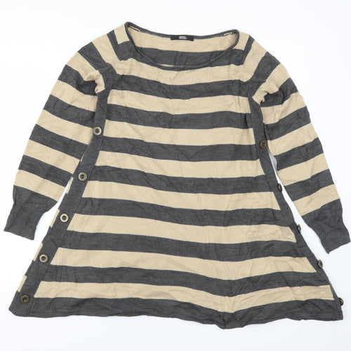 Marks and Spencer Womens Beige Striped  Pullover Jumper Size 8