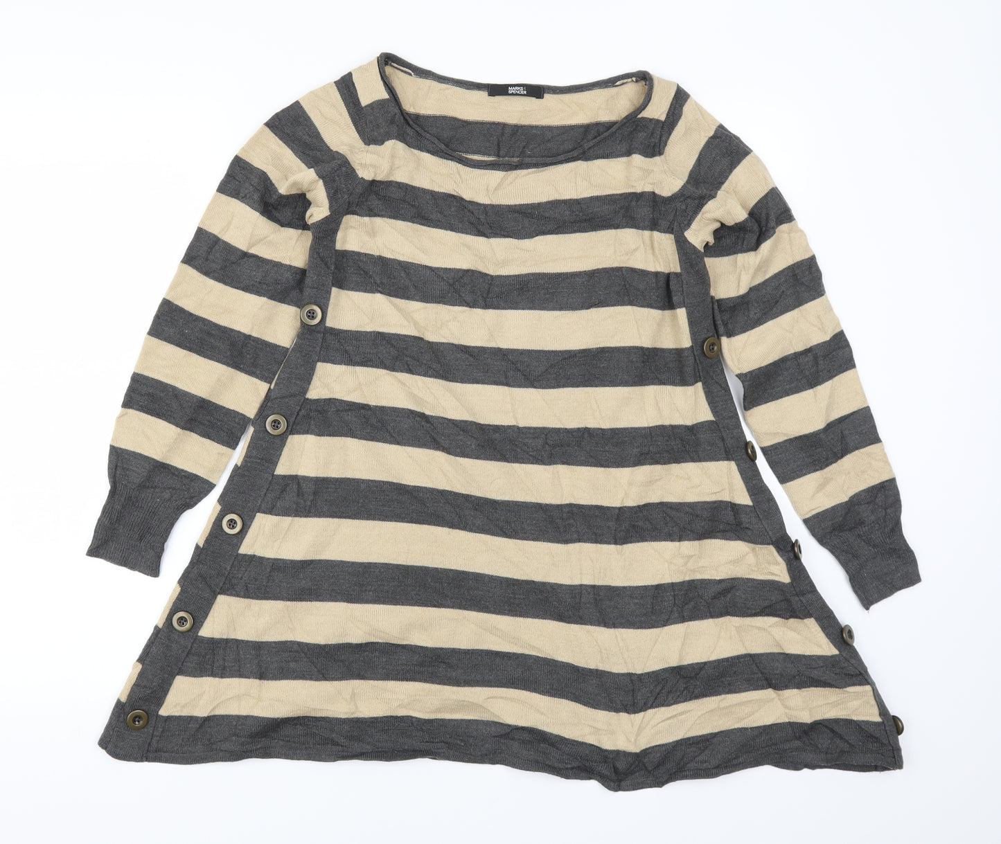 Marks and Spencer Womens Beige Striped  Pullover Jumper Size 8