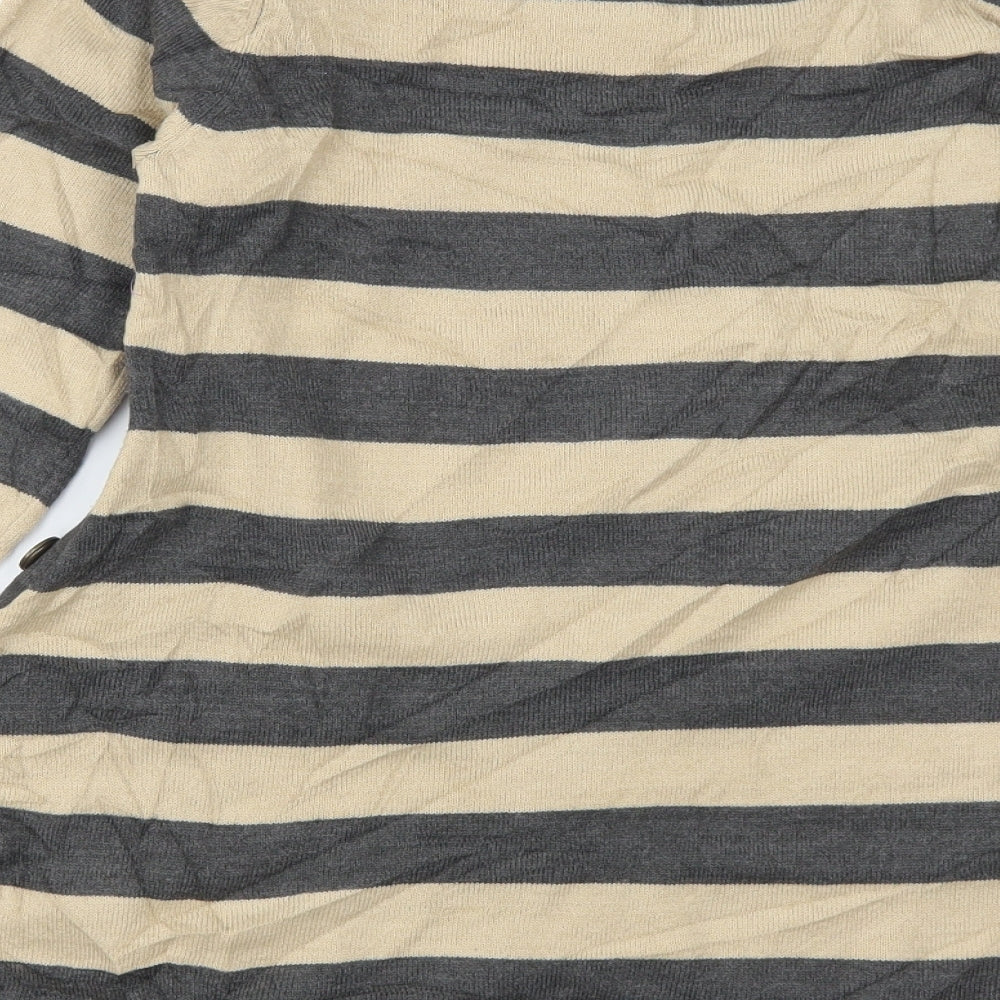 Marks and Spencer Womens Beige Striped  Pullover Jumper Size 8