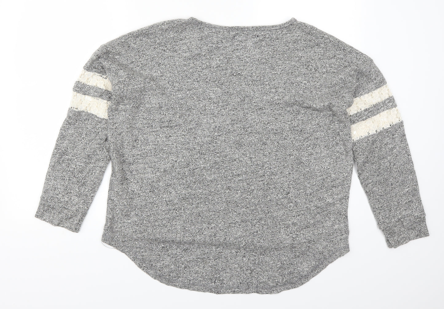 Superdry Womens Grey Striped  Pullover Sweatshirt Size L  - Superdry 1