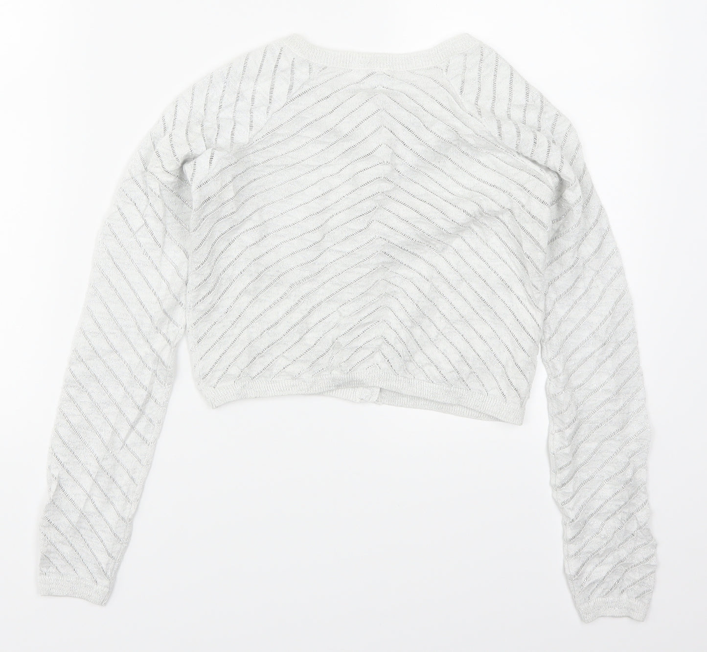 TU Girls Silver Striped  Cardigan Jumper Size 10 Years