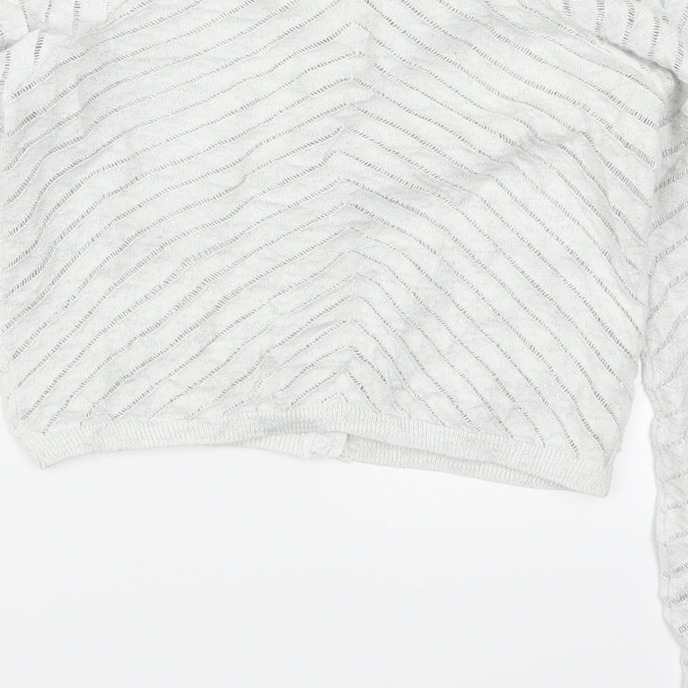 TU Girls Silver Striped  Cardigan Jumper Size 10 Years