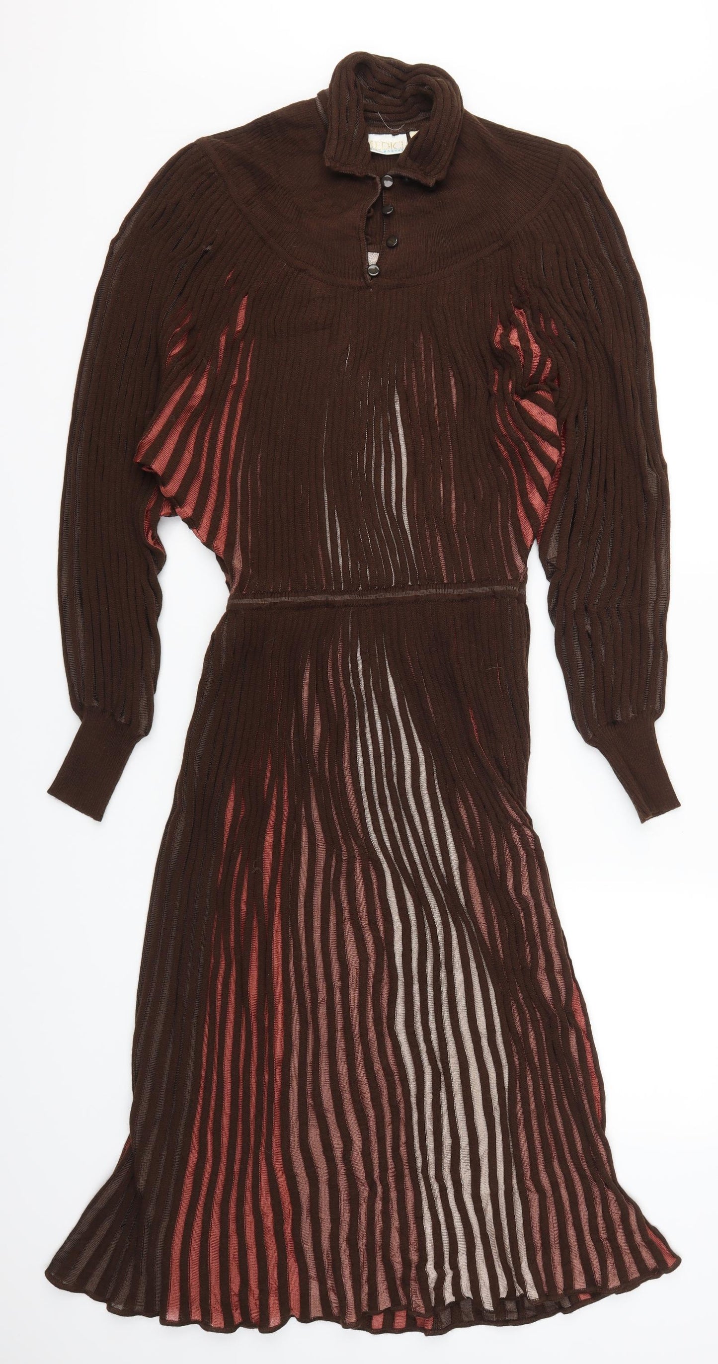 Medici Womens Brown Striped  Jumper Dress  Size 10