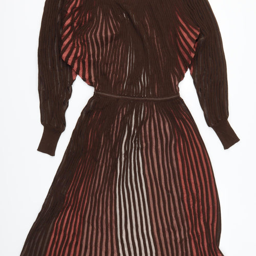 Medici Womens Brown Striped  Jumper Dress  Size 10