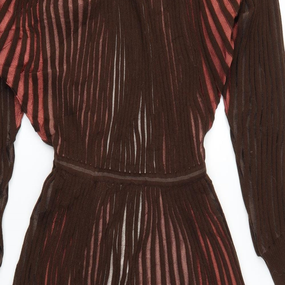 Medici Womens Brown Striped  Jumper Dress  Size 10