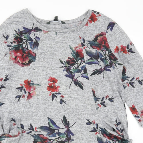 Bonmarché Womens Grey Floral  Pullover Jumper Size 12