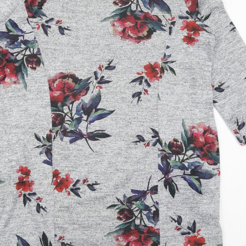 Bonmarché Womens Grey Floral  Pullover Jumper Size 12