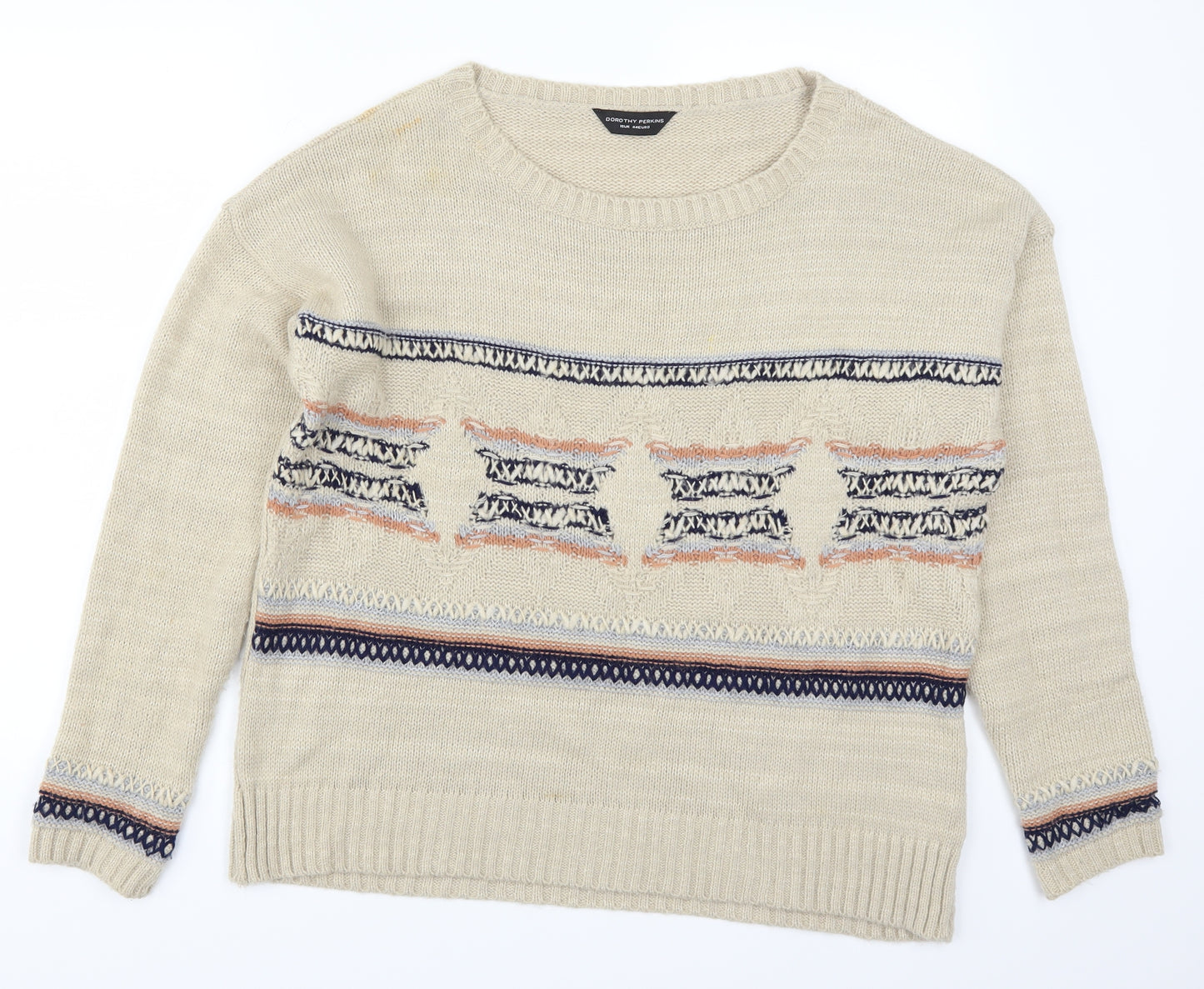 Dorothy Perkins Womens Beige Geometric  Pullover Jumper Size 16