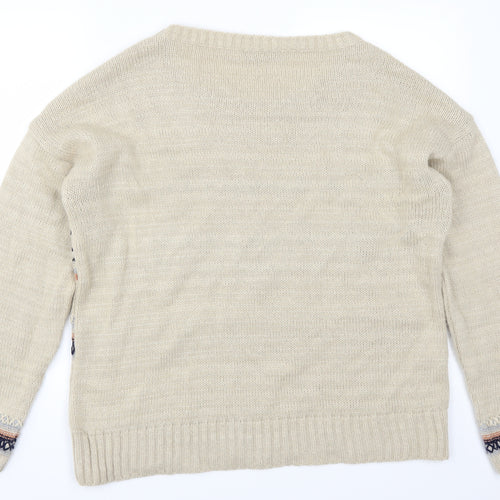 Dorothy Perkins Womens Beige Geometric  Pullover Jumper Size 16