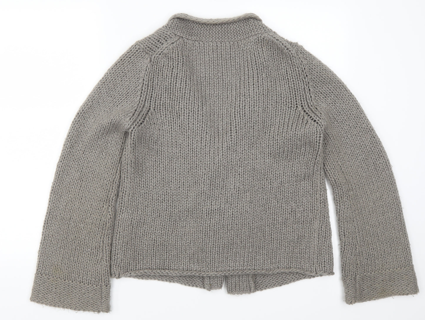 Marks and Spencer Womens Grey   Cardigan Jumper Size 12  - Beaded Broach