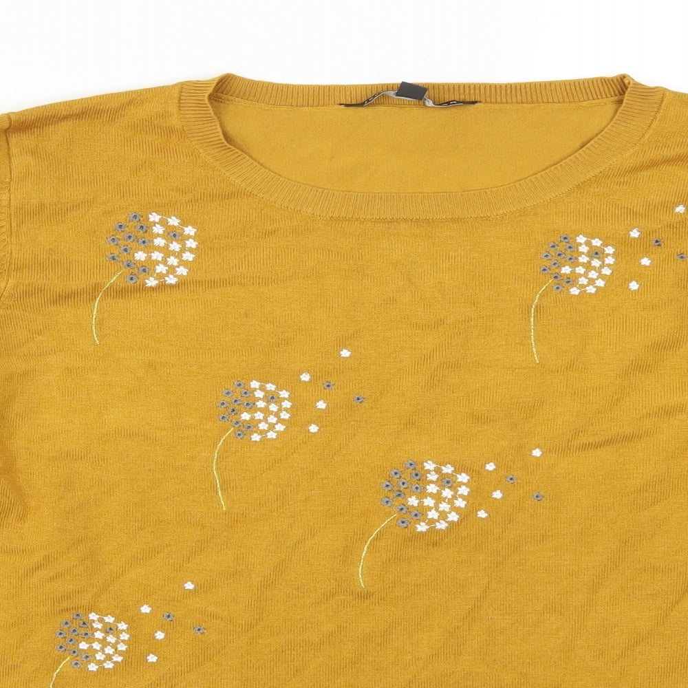 Bonmarché Womens Yellow Floral  Pullover Jumper Size 18