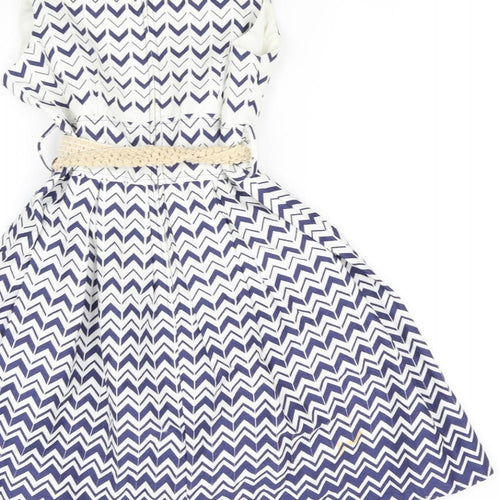 Teeze Me Girls White Striped  A-Line  Size 3 Years  - Belted