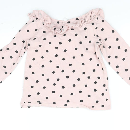H&M Girls Pink Polka Dot  Basic T-Shirt Size 2 Years