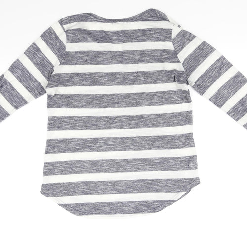 Papaya Womens Silver Striped  Basic T-Shirt Size 12