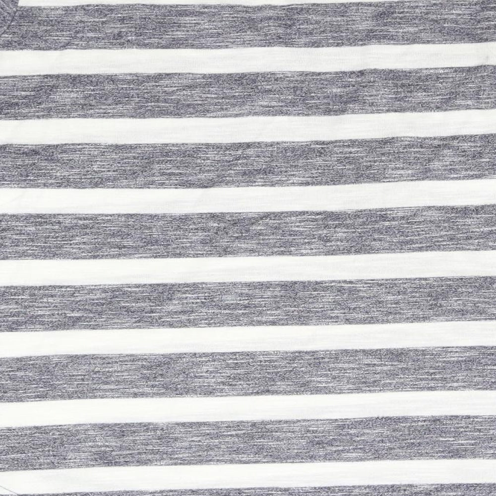 Papaya Womens Silver Striped  Basic T-Shirt Size 12