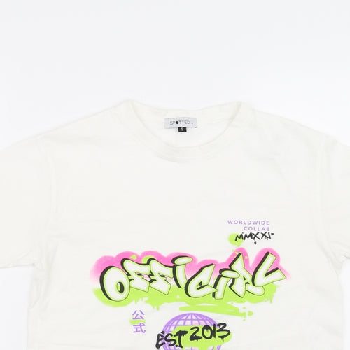 Spotted Girls White   Basic T-Shirt Size S