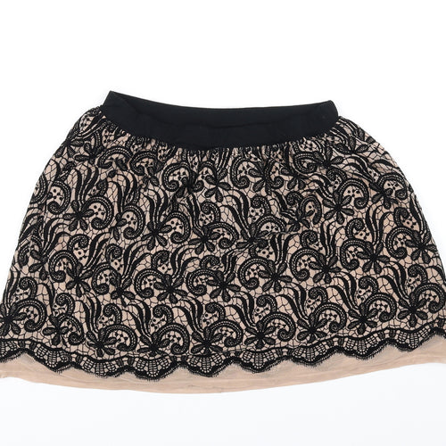 River Island Womens Beige Geometric  A-Line Skirt Size 8
