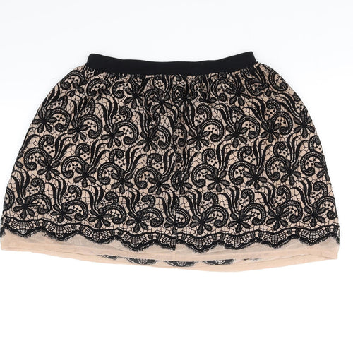 River Island Womens Beige Geometric  A-Line Skirt Size 8