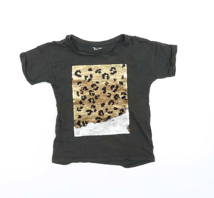 TU Girls Black   Basic T-Shirt Size 6 Years